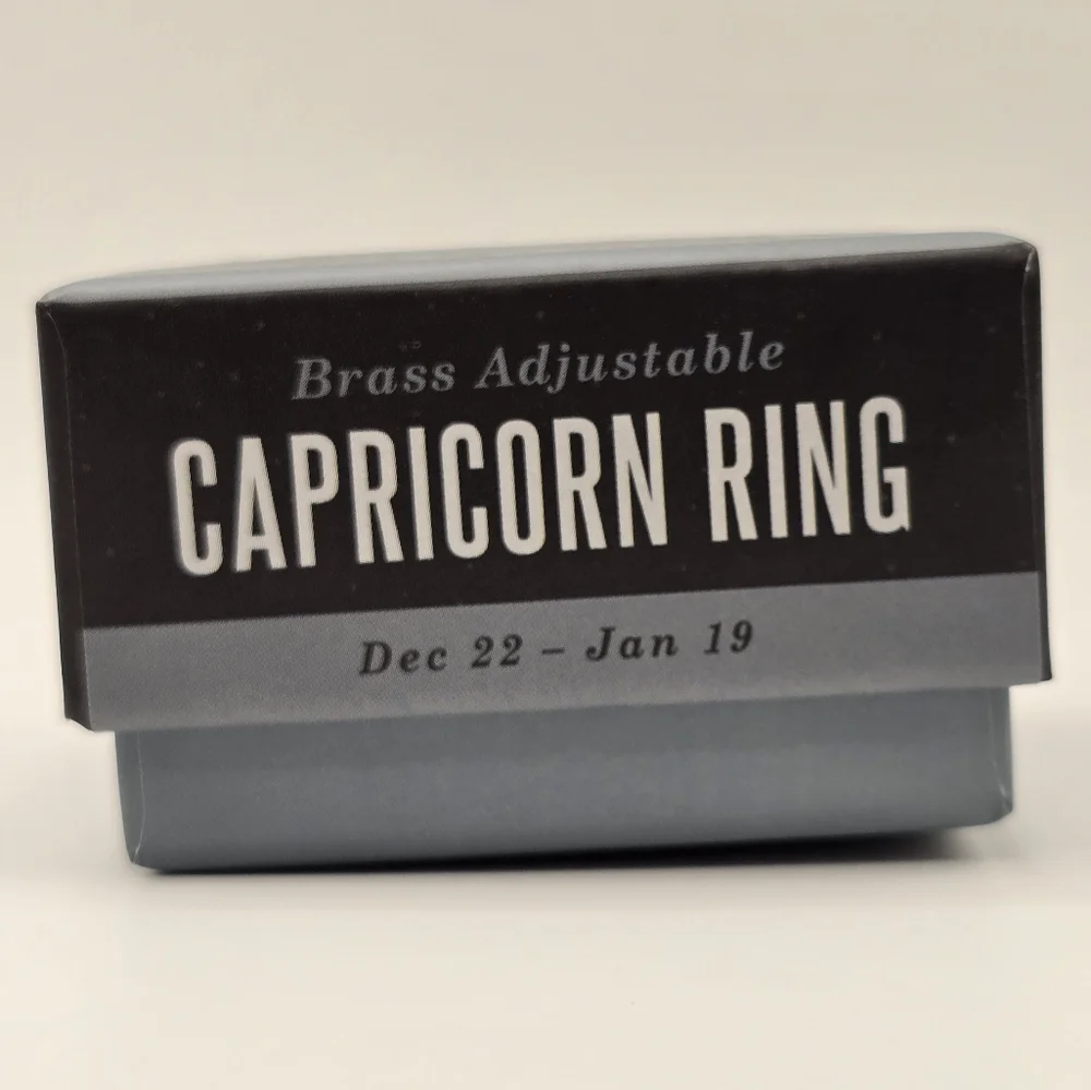 Earthbound Capricorn Zodiac Silver Tone Brass Adjustable Ring NWT